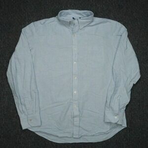 Teddy Stratford Shirt‎ Mens XXL 6 Blue White Zip Fit Long Sleeve Striped 2XL